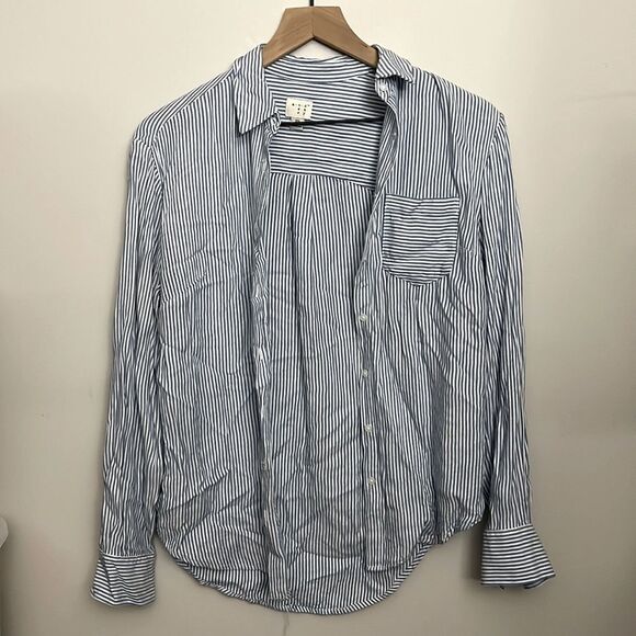 XS blue and white striped button down cardigan - Picture 1 of 4